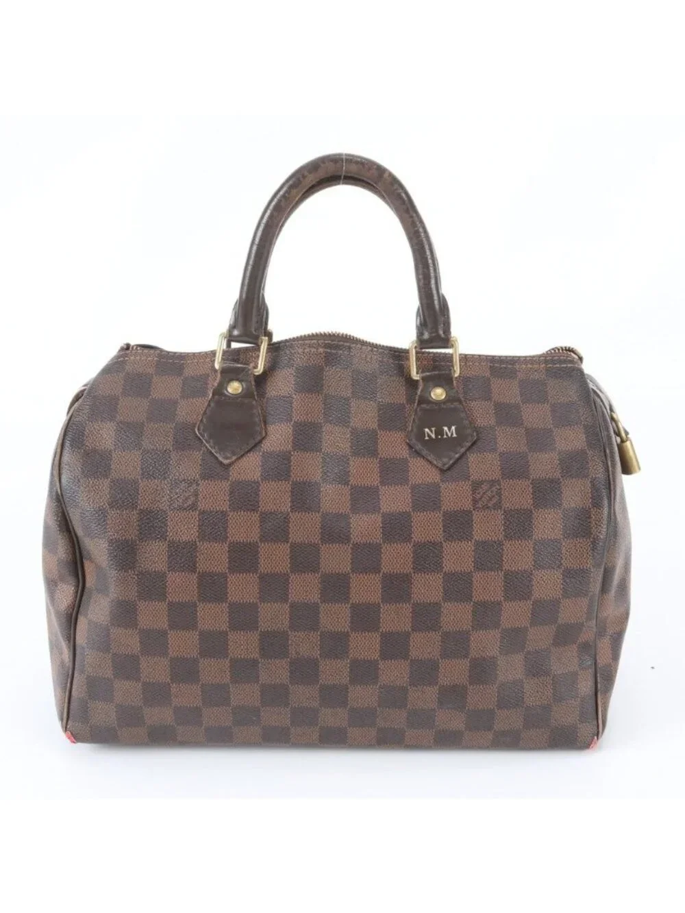 Louis Vuitton Damier Speedy 30 Leather Tote Bag Shoulder